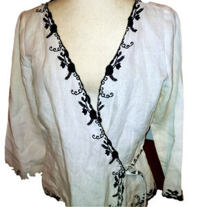 Vintage Richard Malcolm 100% Irish Linen Wrap Blouse M